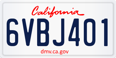 CA license plate 6VBJ401