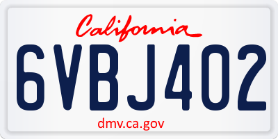 CA license plate 6VBJ402