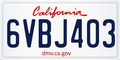 CA license plate 6VBJ403