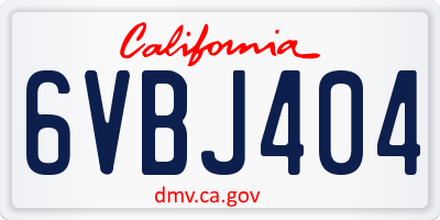 CA license plate 6VBJ404