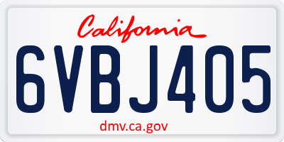 CA license plate 6VBJ405