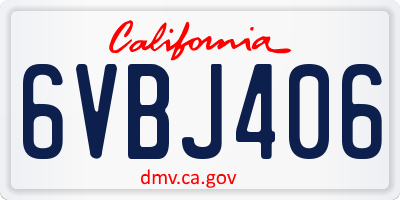 CA license plate 6VBJ406