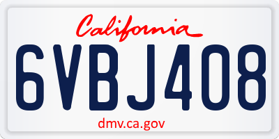 CA license plate 6VBJ408