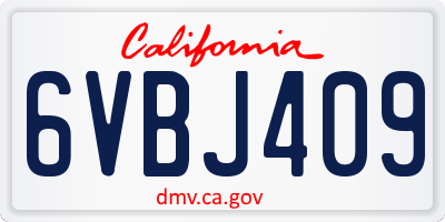 CA license plate 6VBJ409