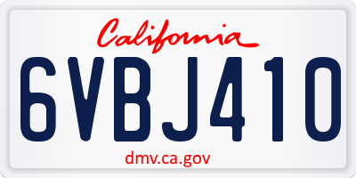 CA license plate 6VBJ410