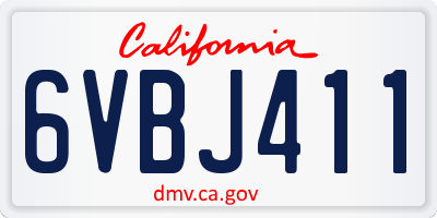 CA license plate 6VBJ411