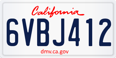 CA license plate 6VBJ412