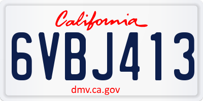 CA license plate 6VBJ413