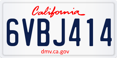 CA license plate 6VBJ414
