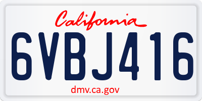 CA license plate 6VBJ416