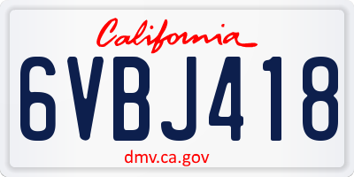 CA license plate 6VBJ418