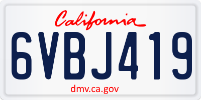 CA license plate 6VBJ419