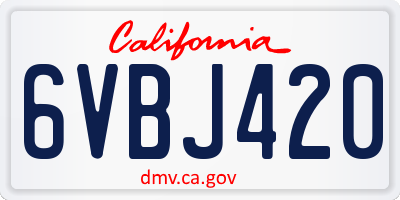 CA license plate 6VBJ420