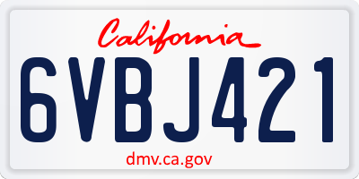 CA license plate 6VBJ421
