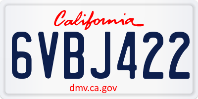 CA license plate 6VBJ422