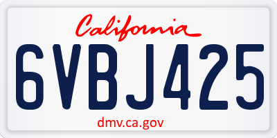 CA license plate 6VBJ425