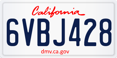 CA license plate 6VBJ428