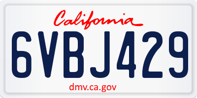 CA license plate 6VBJ429