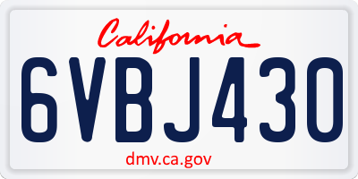 CA license plate 6VBJ430