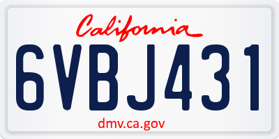 CA license plate 6VBJ431