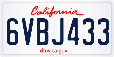 CA license plate 6VBJ433