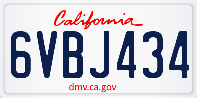CA license plate 6VBJ434