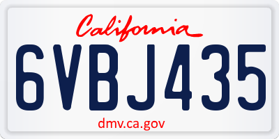 CA license plate 6VBJ435