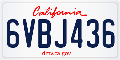 CA license plate 6VBJ436