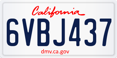 CA license plate 6VBJ437