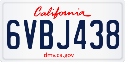 CA license plate 6VBJ438