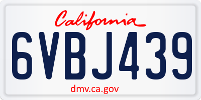 CA license plate 6VBJ439