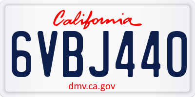 CA license plate 6VBJ440