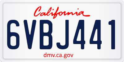 CA license plate 6VBJ441