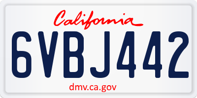 CA license plate 6VBJ442