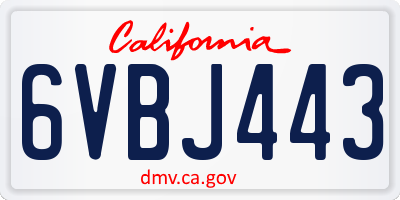 CA license plate 6VBJ443