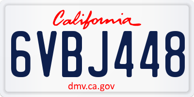 CA license plate 6VBJ448