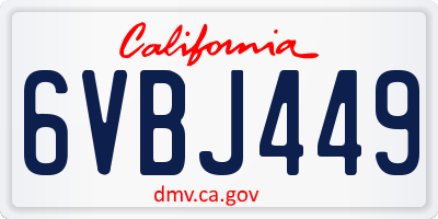 CA license plate 6VBJ449