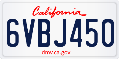 CA license plate 6VBJ450