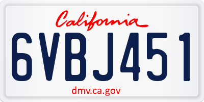 CA license plate 6VBJ451