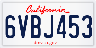 CA license plate 6VBJ453