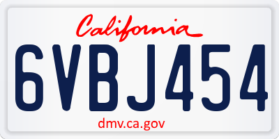 CA license plate 6VBJ454