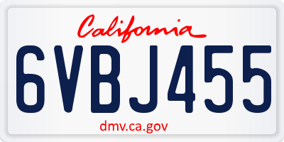 CA license plate 6VBJ455