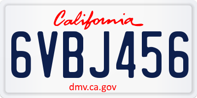 CA license plate 6VBJ456