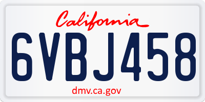 CA license plate 6VBJ458