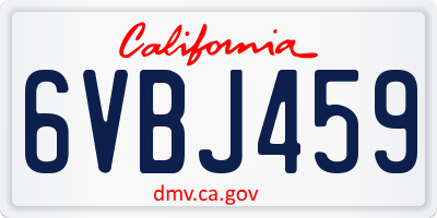 CA license plate 6VBJ459