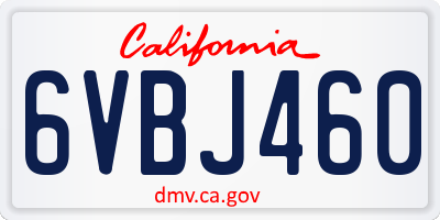 CA license plate 6VBJ460