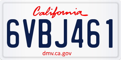 CA license plate 6VBJ461