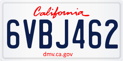 CA license plate 6VBJ462