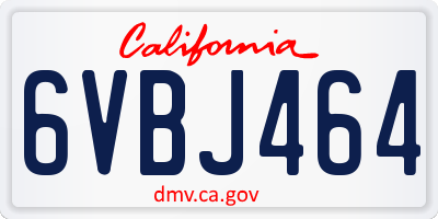 CA license plate 6VBJ464