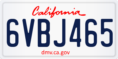 CA license plate 6VBJ465